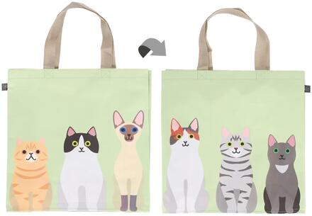 Esschert Design Boodschappentas katten groen
