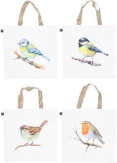 Esschert Design Boodschappentas vogel wit