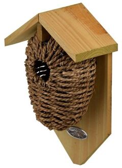 Esschert Design Bruin vogelhuisje voor kleine vogels 26 cm - Vogelhuisjes Beige