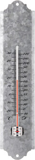 Esschert Design Buiten thermometer - oud zink - 30 cm - tuinthermometer - met ophangoog