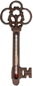 Esschert Design Buiten thermometer sleutel van gietijzer 22 cm - Buitenthermometers Bruin