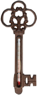 Esschert Design Buiten thermometer sleutel van gietijzer 22 cm - Buitenthermometers Bruin