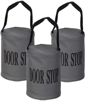 Esschert Design Canvas deurstopper grijs - Set van 3x stuks - met handvat - 16 x 12.5 cm - 2.4 kg