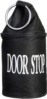 Esschert Design Canvas deurstopper zwart met ring - H15 cm - Deur vastzetter - Deurstop 2,7 kg