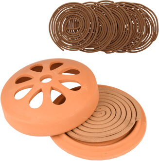 Esschert Design Citronella set - Terracotta houder - 20x navul spiralen - muggen werend