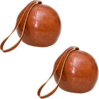 Esschert Design Deurstopper leer - 2x - 16 x 14 cm - 1200 gram - Bruin