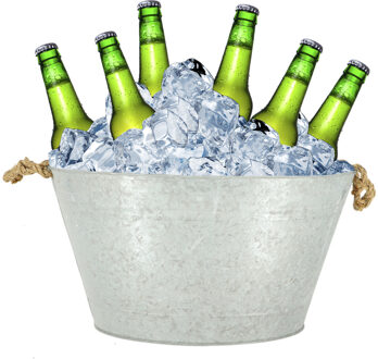 Esschert Design Drankkoeler/bierkoeler - zink - zilver - L50 x D36 X H27 cm - 22 liter