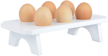 Esschert Design eierhouder - hout - wit - voor 6 eieren