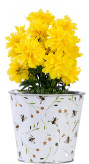 Esschert Design Emmer/plantenpot - zink - print - L15 x D16 X H14 cm - IJzeren emmer / teil Multikleur