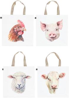 Esschert Design Esschert Boodschappentas boerderij wit