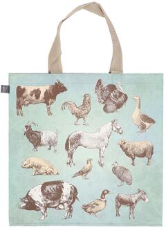 Esschert Design Esschert Boodschappentas boerderijdieren blauw