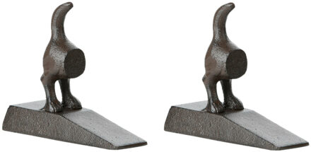Esschert Design Esschert deurstopper/deurwig hondenstaart - 2x - gietijzer - zwart - 5 x 13 x 11 cm - Deurstoppers