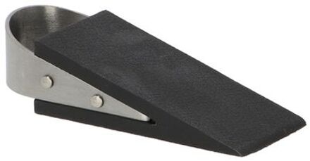 Esschert Design Esschert deurstopper/deurwig - rvs/rubber - zwart -A anti-slip -A 12 x 5 x 3 cm - Deurstoppers
