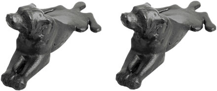 Esschert Design Esschert deurstopper liggende hond - 2x - 0.6 kg - gietijzer - zwart - 18 x 8 x 6 cm - Deurstoppers