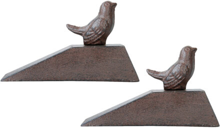 Esschert Design Esschert Deurstopper/wig vogel - 2x - gietijzer - donker bruin - 15 x 6.5 x 9 cm - Deurstoppers