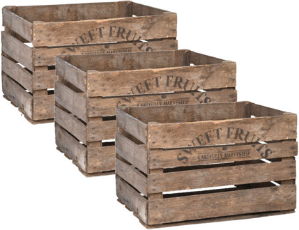 Esschert Design Fruitkist - Set van 4x stuks - 42 x 51 x 30 cm - hout - opberg - krat - opbergkrat