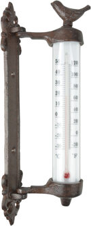 Esschert Design Gietijzeren wandthermometer voor binnen en buiten 27 cm - Buitenthermometers Bruin