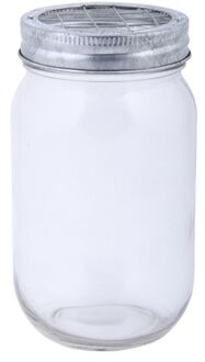 Esschert Design Glazen bloemenvaas/potje met schikdeksel - 400 ml - transparant - Vazen