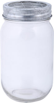 Esschert Design Glazen bloemenvaas/potje met schikdeksel - 400 ml - transparant