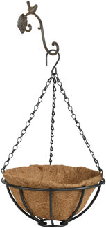 Esschert Design Hanging basket 25 cm met ijzeren muurhaak en kokos inlegvel