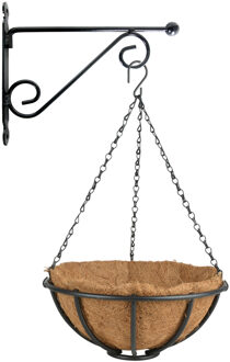 Esschert Design Hanging basket 30 cm met muurhaak - metaal - complete hangmand set