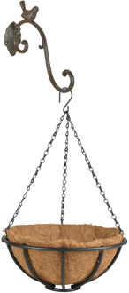Esschert Design Hanging basket 30 cm van metaal met ijzeren muurhaak - complete hangmand set