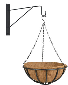 Esschert Design Hanging basket 35 cm van metaal met muurhaak - complete hangmand set - Plantenbakken Multikleur