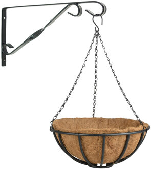 Esschert Design Hanging basket 35 cm van metaal met muurhaak - complete hangmand set - Plantenbakken Multikleur