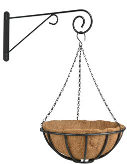 Esschert Design Hanging basket 35 cm van metaal met muurhaak - complete hangmand set - Plantenbakken Multikleur