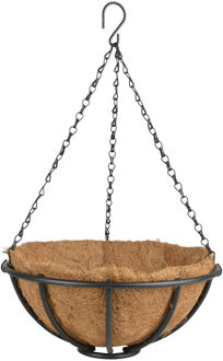 Esschert Design Hanging basket - metaal - zwart - met inlegvel - 30 cm - Plantenbakken Multikleur