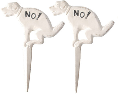 Esschert Design Hondenbordje - 2x stuks - niet poepen - gietijzer - 33 cm