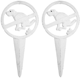 Esschert Design hondenbordje niet poepen - 2x - gietijzer - 15x0.8x30cm