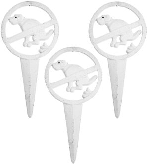 Esschert Design hondenbordje niet poepen - 3x - gietijzer - 15x0.8x30cm