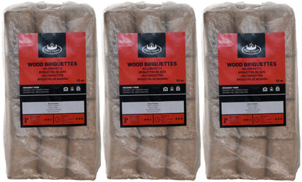 Esschert Design Houtbriketten - 3x - 10 kilo - kachel/openhaard - geperste briketten