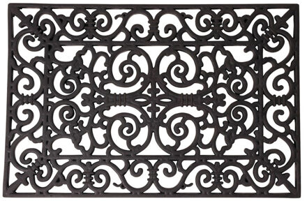 Esschert Design Klassieke print deurmat rubber 70 x 40 cm - Deurmatten Zwart