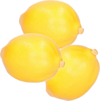 Esschert Design kunstfruit decofruit - 3x - citroen/citroenen - ongeveer 6 cm - geel