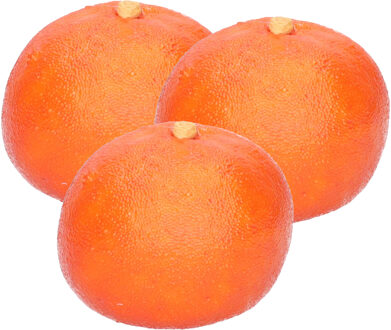 Esschert Design kunstfruit decofruit - 3x - mandarijn/mandarijnen - ongeveer 6 cm - oranje