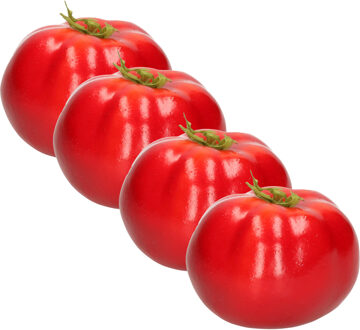 Esschert Design kunstfruit decofruit - 4x - tomaat/tomaten - ongeveer 6 cm - rood