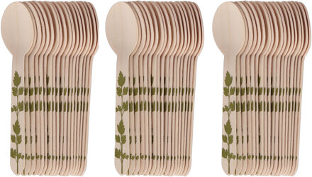 Esschert Design Lepels - hout - 60x - kruidenopdruk - 16 cm - BBQ/Verjaardag/Camping/Party