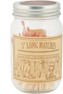 Esschert Design Lucifers - in glazen pot - 200x - aansteekvlak op deksel - 8 x 13,4 cm