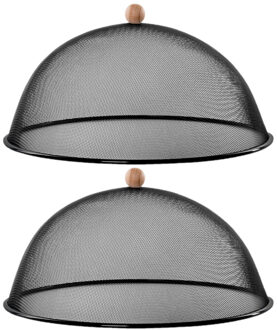 Esschert Design Luxe stevige vliegenkap/voedselkap - Set van 2x stuks - zwart - metaal - D43 x H21 c
