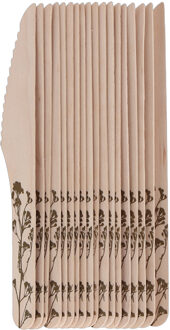 Esschert Design Messen - hout - 20x - kruidenopdruk - 16 cm - BBQ/Verjaardag/Camping/Party Naturel