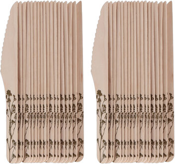 Esschert Design Messen - hout - 40x - kruidenopdruk - 16 cm - BBQ/Verjaardag/Camping/Party