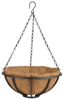 Esschert Design Metalen hanging basket / plantenbak zwart met ketting 30 cm - hangende bloemen - Plantenbakken Multikleur