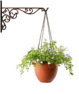 Esschert Design Muurhaak - sierkrullen - bruin -35 x 25 cm - voor plantenpotten -gietijzer