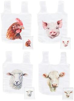 Esschert Design Opvouwbare tas boerderij wit