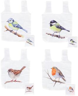 Esschert Design Opvouwbare tas vogel wit