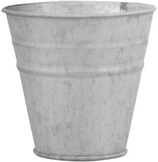 Esschert Design Oud zinken emmertje/bloempot zilver 13 cm - Zinken emmertjes - Bloememmertje - Decoratie emmer - IJzeren emmer / teil Zilverkleurig