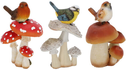 Esschert Design Paddenstoel met vogel S verschillende