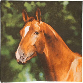 Esschert Design papieren servetten - 20x - paard - 33 x 33 cm - Feestservetten Bruin